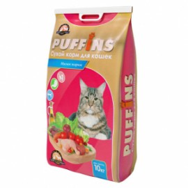 PUFFINS-Сухой корм «Мясное жаркое» для взрослых кошек